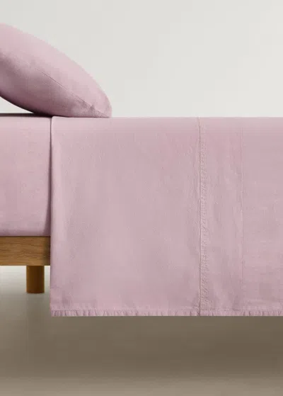 Mango Home Washed Cotton Double-stitched Top Sheet For Cot Lilac