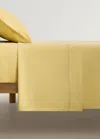 MANGO HOME DRAP PLAT BERCEAU EN COTON LAVÉ DOUBLE SURPIQÛRE MOUTARDE - HOME - 100X150CM - MANGO HOME