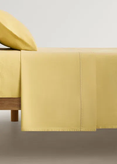 Mango Home Washed Cotton Double-stitched Top Sheet For Cot Mustard