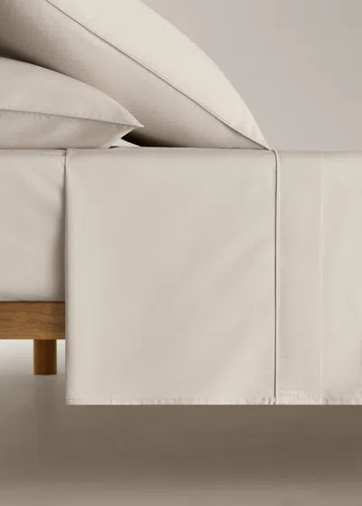 Mango Home Drap Plat Coton Percale 500 Fils Détail Arrondi Lit 135/140 Cm Beige - Home - Lit 135/140 Cm - Mango In Sand