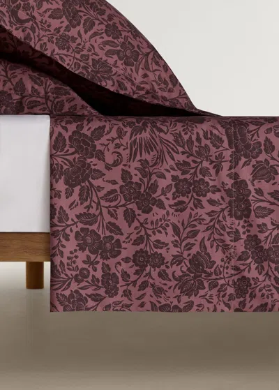 Mango Home Drap Percale De Coton Imprimé Fleuri Bicolore Lit 150/160 Cm Rose - Home - Lit 150/160 Cm - Mango Ho