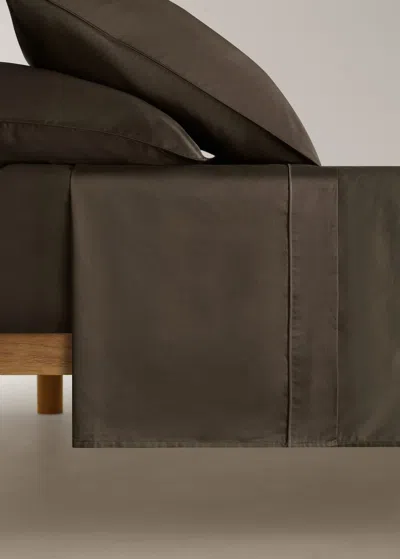 Mango Home Drap Plat Coton Satin 600 Fils Lit 90 Cm Chocolat - Home - Lit 90 Cm -
