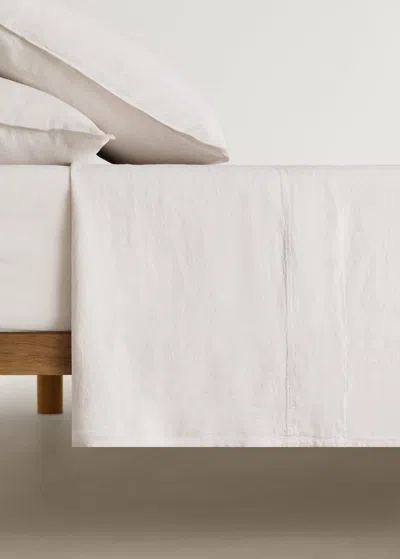 Mango Home Drap Plat En Lin Lavé Pour Lit 135 Cm Beige - Home - Lit 135/140 Cm -