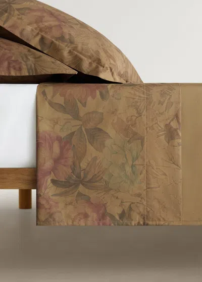 Mango Home Drap Percale De Coton Imprimé Fleuri Multicolore Lit 180/200 Cm Kaki - Home - Lit 180/200 Cm - Mango