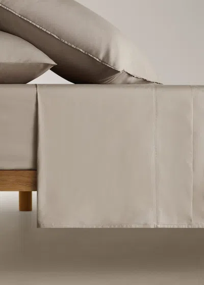 Mango Home Drap Plat Percale De Coton 300 Fils Lit 180/200 Cm Marron Moyen - Home - Lit 180/200 Cm -  In Brown