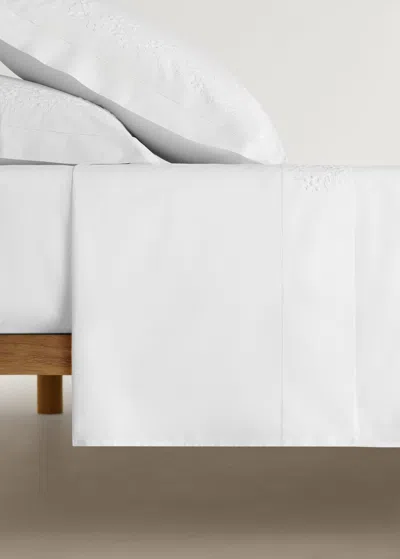 Mango Home Cotton Percale Top Sheet With Embroidered Flowers For 180/200 Cm Bed
