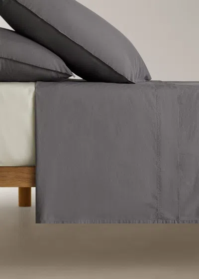 Mango Home Drap Plat Popeline De Coton Double Surpiqûre Lit 90 Cm Gris - Home - Lit 90 Cm -  In Gray