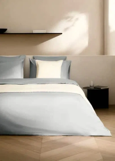 Mango Home Housse De Couette En Coton Et Satin 600 Fils Lit 150/160 Cm Gris Clair/pastel - Home - Lit 150/160 C