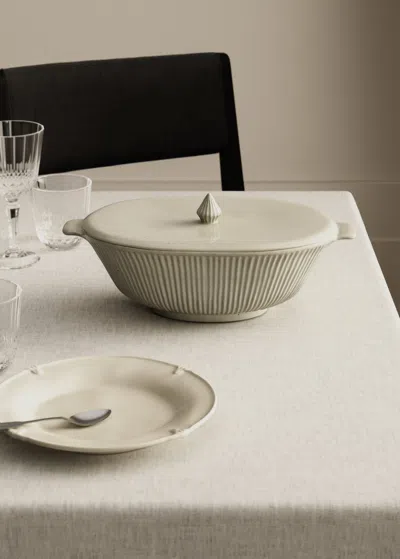 Mango Home Earthenware Bowl With Lid Mink Grey