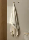Mango Home Embroidered Flower Bath Towel Off White