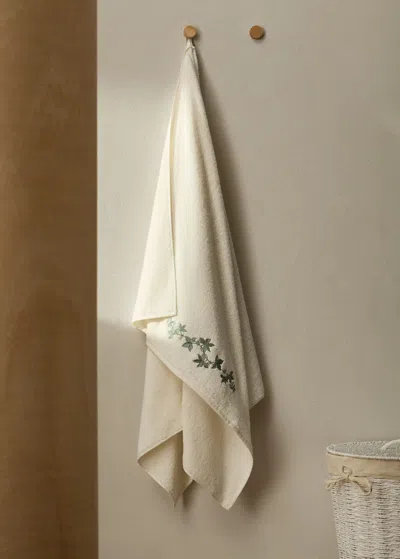 Mango Home Embroidered Flower Bath Towel Off White