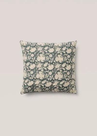Mango Home Floral Embroidered Cushion Cover Blue In Gray