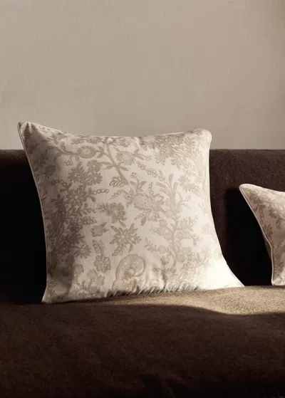Mango Home Floral-print Cotton Cushion Cover 45x45cm Vanilla