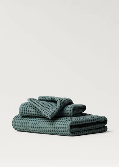 Mango Home Washed Waffle Cotton Guest Towel Blue