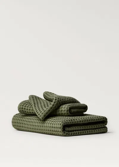 Mango Home Washed Waffle Cotton Guest Towel Green
