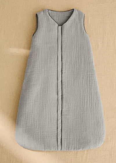 Mango Home Cotton Gauze Baby Sleeping With Contrast Piping Grey In Gray