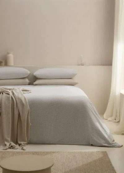 Mango Home Gingham-check Cotton Duvet Cover Superking Bed Aqua Green In Grey