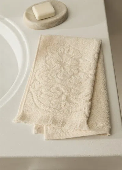 Mango Home Hand Towel With Floral Trim Vanilla