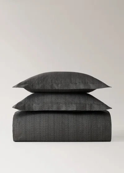 Mango Home Tailoring Print Percale Cotton Duvet Cover Superking Bed Chocolate In Black