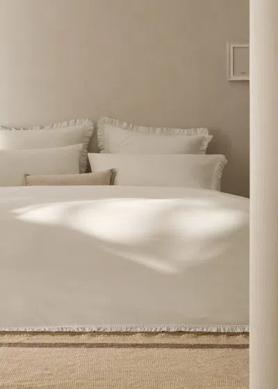 Mango Home Cotton Percale Duvet Cover With Gauze Frill Bed 150 Cm Ecru