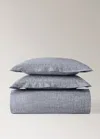 Mango Home Herringbone Print 200 Threads Percale Cotton Duvet Cover Superking Bed Dark Grey In Gray