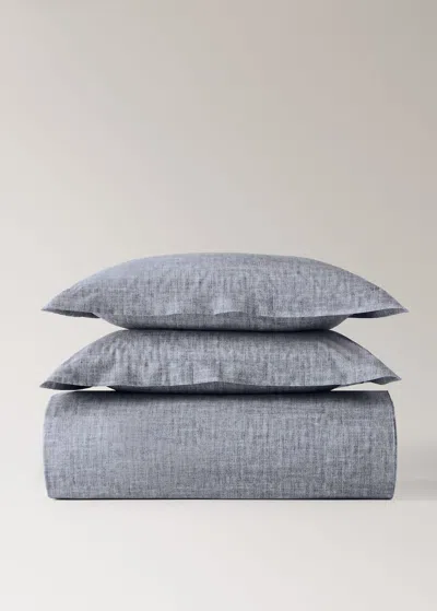 Mango Home Herringbone Print 200 Threads Percale Cotton Duvet Cover Superking Bed Dark Grey In Gray
