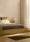 Mango Home Washed Satin Cotton Duvet Cover With Double Stitching For A 150 Cm Bed Ochre