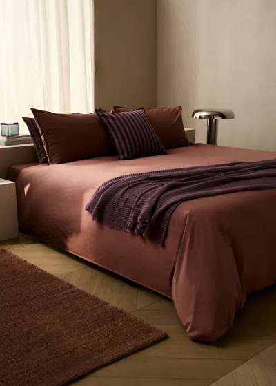 Mango Home Housse De Couette Popeline De Coton Double Surpiqûre Lit 180/200 Cm Rose Géranium - Home - Lit 180/2
