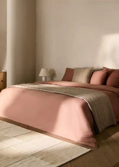 Mango Home Washed Satin Cotton Duvet Cover With Double Stitching For A 150 Cm Bed Russet