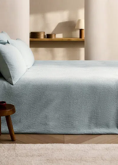 Mango Home Percale Cotton Waffle Duvet Cover For 180 Cm Bed Aqua Green