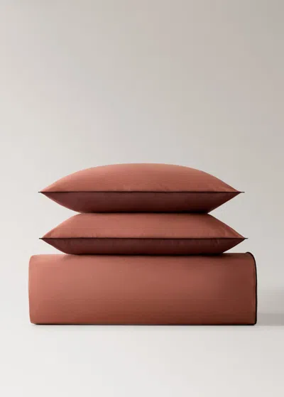 Mango Home Reversible Cotton Percale Duvet Cover For 135 Cm Bed Medium Pink In Orange