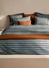 MANGO HOME COTTON PERCALE MULTI-STRIPED DUVET COVER FOR 135/140 CM BED AQUA GREEN