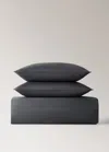 Mango Home 600-thread Count Satin Cotton Duvet Cover For 135/140 Cm Bed Dark Grey In Black