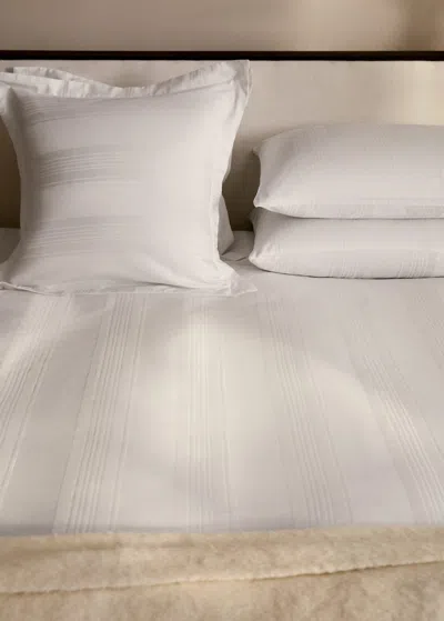 Mango Home Cotton Sateen 300 Thread Count Striped Duvet Cover For 135/140 Cm Bed White
