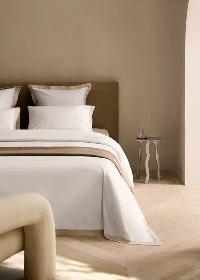 Mango Home Cotton Percale Duvet Cover With Linen Trim, 150/160 Cm White
