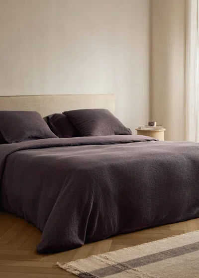 Mango Home Cotton Percale Waffle Duvet Cover Superking Bed Blackberry
