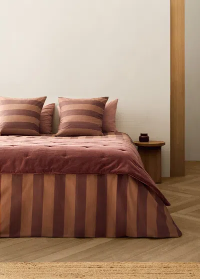 Mango Home 500 Threads Percale Cotton Striped Duvet Cover Queen Bed Brown