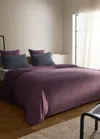 Mango Home Reversible Percale Cotton Striped Duvet Cover For 135/140 Cm Bed Plum