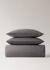 Mango Home Cotton Poplin Double-stitched Children's Duvet Cover Queen Bed Grey In Gray