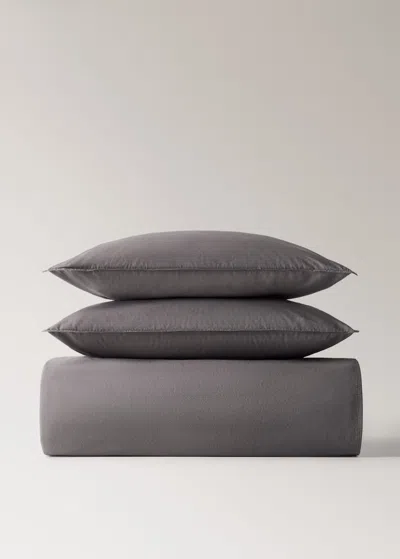 Mango Home Cotton Poplin Double-stitched Children's Duvet Cover Queen Bed Grey
