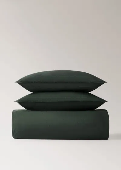 MANGO HOME HOUSSE DE COUETTE POPELINE DE COTON DOUBLE SURPIQÛRE LIT 90 CM VERT FONCÉ - HOME - LIT 90 CM - MANGO