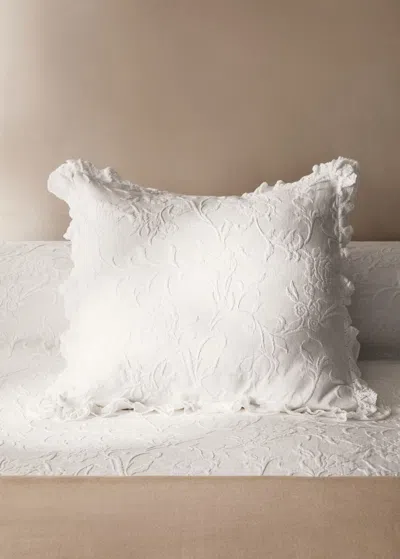 Mango Home Floral Floral Jacquard Cotton Pillowcase 50x50 Cm White