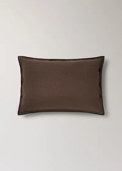 Mango Home Linen Cotton Cushion Cover Overlock Tab 40x60 Cm Chocolate