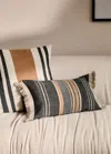 Mango Home Linen Cushion Cover With Stripes And Fringes 30x50 Cm Medium Grey