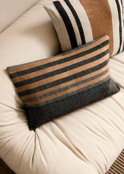 Mango Home Linen Woven Striped Cushion Cover 40x60 Cm Medium Grey