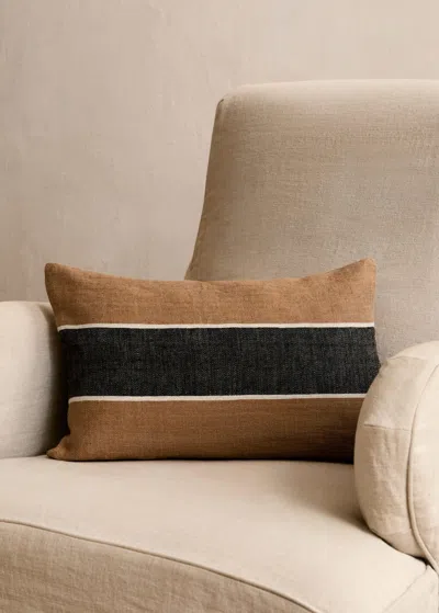 Mango Home Linen Woven Striped Cushion Cover 30x50 Cm Ochre