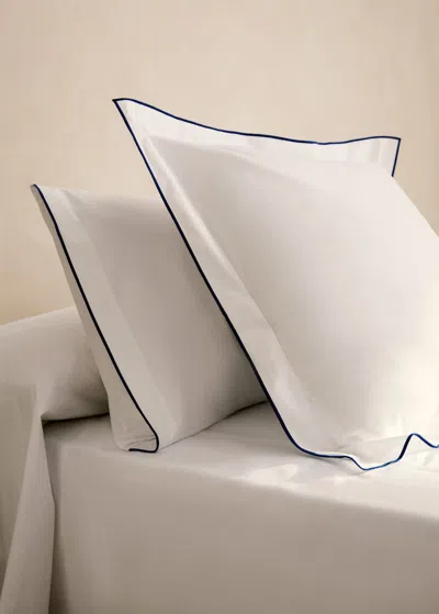Mango Home Housse De Coussin Coton Percale Overlock Contraste 60x60 Cm Bleu - Home - 60x60cm -