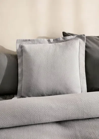 Mango Home Cotton Jacquard Mini Check Bed Cushion Cover 50x50 Cm Grey