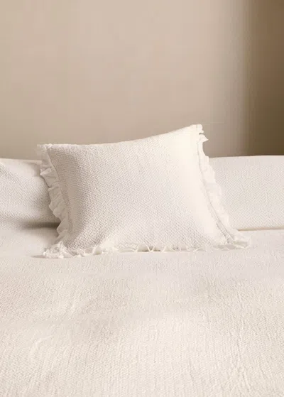 Mango Home Cotton Bed Cushion Cover With Ruffle Finish 50x50 Cm Ecru