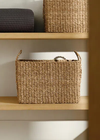 Mango Home Large Braided Seagrass Basket With Handles Brown